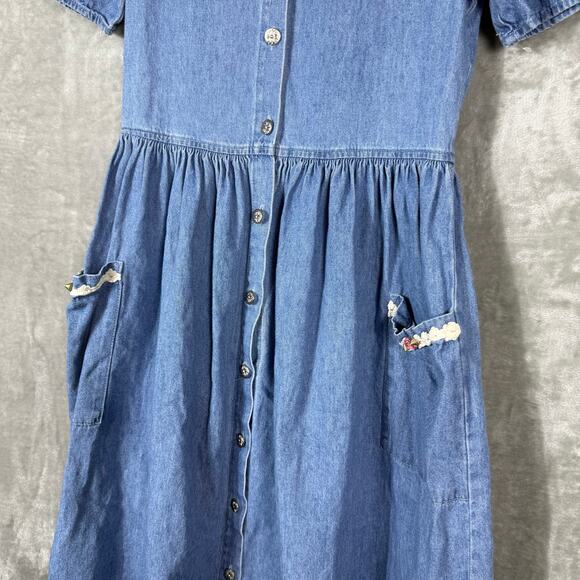 VTG My Michelle Denim Dress‎ Kids Youth Girls 12 Blue - Picture 2 of 14